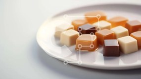 Σετ των 2 Intra Συλλεκτικό Ξύλινο Παζλ Plywood 4mm - Ανάμικτες καραμέλες σε ένα λευκό πιάτο Σε Ξύλινο Κουτί - Διαστάσεις: 10x10 cm – 25 κομμάτια