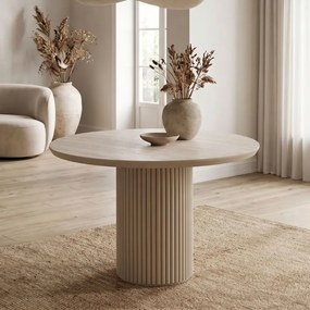 Τραπέζι Hazar Megapap Mdf χρώμα travertine - sandstone Ø100,5x76εκ.