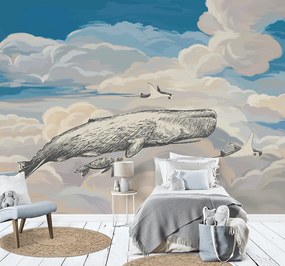 Παιδική ταπετσαρία τοίχου Ιπτάμενη φάλαινα 40069Q Αυτοκόλλητο Βινυλίου