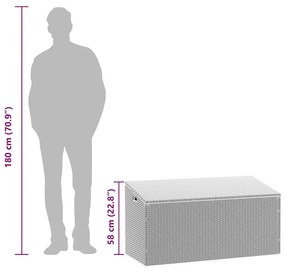 κουτί αποθήκευσης κήπου ανοιχτό γκρι 110x50x58 cm Poly Rattan - Γκρι