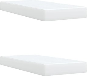 vidaXL Κρεβάτι Boxspring με Στρώμα Λευκό 200x200 εκ. Συνθετικό Δέρμα