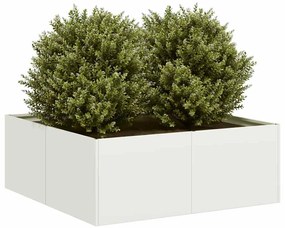 vidaXL Ζαρντινιέρα Λευκή 80x80x30 εκ. από Χάλυβα