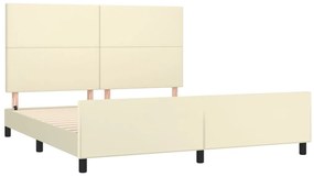 vidaXL Πλαίσιο Κρεβατιού με Κεφαλάρι Κρεμ 180x200 εκ. Συνθετικό Δέρμα