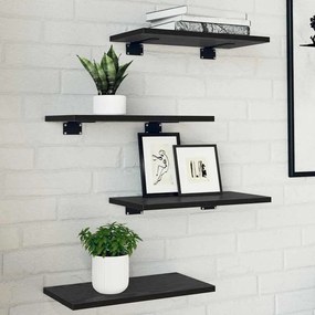 vidaXL Ράφι Βιβλίων 4 pcs Μαύρο 40 x 20 x 1.5 cm Επεξεργασμένο ξύλο