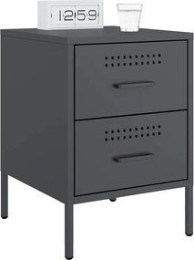 vidaXL Κομοδίνα 2 τεμ. Ανθρακί 36x39x50,5 εκ. από Χάλυβα