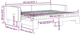 Καναπές Κρεβάτι Συρόμενος Μαύρο 90x200 εκ. Ύφασμα Στρώματα - Μαύρο