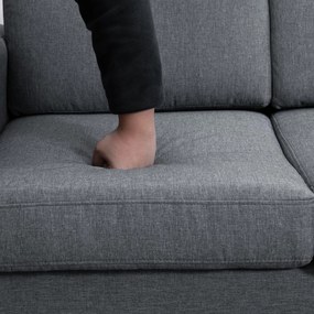 HOMCOM Καναπές 3 θέσεων Τριθέσιος καναπές από ύφασμα με μαξιλάρια Μπράτσο Όψη λινό για υπνοδωμάτιο 200 x 82 x 78 εκ. Σκούρο γκρι