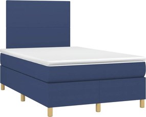 vidaXL Κρεβάτι Boxspring με Στρώμα Μπλε 120x200 εκ. Υφασμάτινο