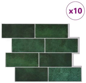 vidaXL Πλακάκι Subway 10 pcs Σκούρο Πράσινο 29 x 21 εκ