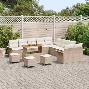 vidaXL Σετ Καναπέ Κήπου 14 pcs Μπεζ συνθετικό ρατάν