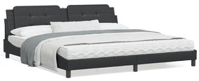 Κρεβάτι με Στρώμα Μαύρο 200x200 εκ. Συνθετικό Δέρμα - Μαύρο