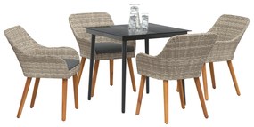 vidaXL Σετ τραπεζαρίας 5 pcs Ανοιχτό γκρι Πολυ ράταν