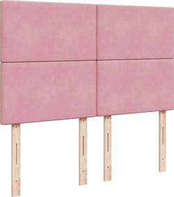 vidaXL Κρεβάτι Boxspring με Στρώμα Ροζ 160x200 εκ. Βελούδινο