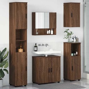 vidaXL Σετ Επίπλων Μπάνιου Επιτοίχιο 5 pcs Καφέ δρυς 61 x 35 x 64 εκ.