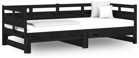 vidaXL Καναπές Κρεβάτι Συρόμενος Μαύρος 2x(80x200) εκ. από Μασίφ Πεύκο