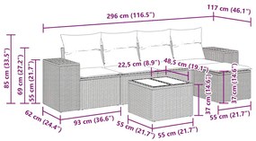 Σετ Καναπέ Κήπου 6 τεμ. Μπεζ Συνθετικό Ρατάν με Μαξιλάρια - Μπεζ