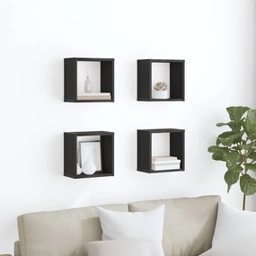 vidaXL Ράφια Τοίχου με ράφι 4 pcs Μαύρη Δρυς Επεξεργασμένο ξύλο