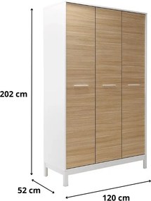 Ντουλάπα ρούχων London Megapap τρίφυλλη χρώμα oak - λευκό 120x52x202εκ.