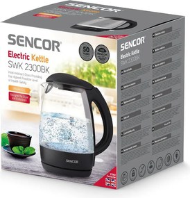 Βραστήρας με Γυάλινη Κανάτα 1,2lt 2200W Sencor SWK 2300BK