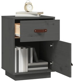 vidaXL Κομοδίνο Γκρι 40x34x55 εκ. από Μασίφ Ξύλο Πεύκου