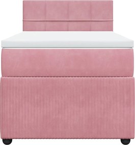 vidaXL Κρεβάτι Boxspring με Στρώμα Ροζ 100x200 εκ. Βελούδινο