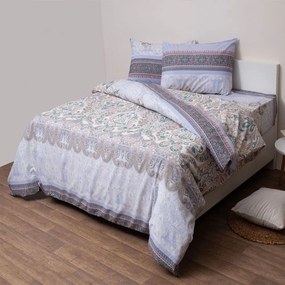 Σεντόνια Τζάσμιν Με Λάστιχο (Σετ 3τμχ) Multi Viopros Semi-double 120x225cm 100% Cotton