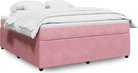vidaXL Κρεβάτι Boxspring με Στρώμα Ροζ 180x200 εκ. Βελούδινο