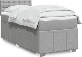 vidaXL Κρεβάτι Boxspring με Στρώμα Ανοιχτό Γκρι 80x200 εκ. Υφασμάτινο