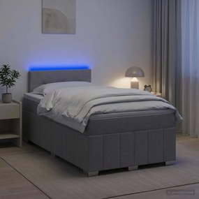 vidaXL Κρεβάτι box spring με στρώμα Ανοιχτό γκρι 120 x 190 cm Ύφασμα