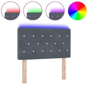 vidaXL LED Κεφαλάκι με Κρύσταλλα Στρατηγικών Διαμάντι Σκούρο Γκρι 80 cm Βελούδο