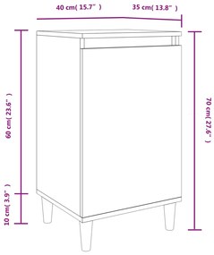 Κομοδίνα 2 τεμ. Γκρι Σκυροδέματος 40x35x70 εκ. Επεξεργ. Ξύλο - Γκρι