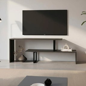 Έπιπλο τηλεόρασης Lilant μελαμίνης σε γκρι απόχρωση και μαύρο μέταλλο 110-160x30x45εκ 160x30x45 εκ.