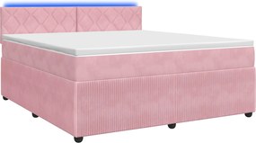 vidaXL Κρεβάτι box spring με στρώμα Ροζ 140 x 190 cm Βελούδο
