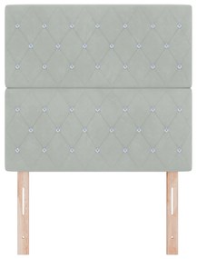 vidaXL LED Πλάτη Ανοιχτό Γκρι 100 cm Βελούδο