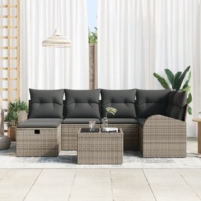 vidaXL Σετ 7 Τεμαχίων Καναπέ Κήπου με Μαξιλάρια Γκρι Πολυ Ρατάν