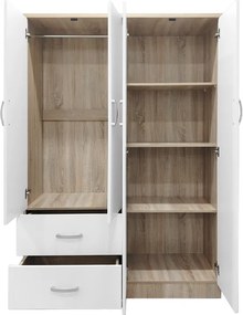 Ντουλάπα εξάφυλλη Athos pakoworld Sonoma-λευκό 200.5x42x180εκ