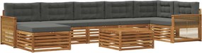 vidaXL Σειρά Καναπέ Εξωτερικού 8 pcs Φυσικό και Ανθρακί