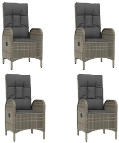 vidaXL Σετ Τραπεζαρίας Κήπου 5 τεμ. Γκρι Συνθ. Ρατάν με Μαξιλάρια