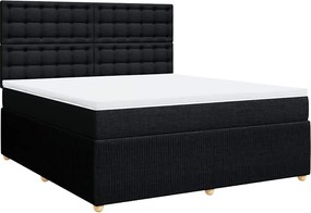vidaXL Κρεβάτι Boxspring με Στρώμα Μαύρο 180x200 εκ. Υφασμάτινο