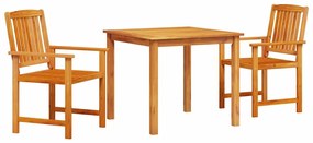 vidaXL Σέτ φαγητού για κήπο 3 pcs Καφέ Μασίφ ξύλο ακακίας