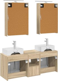 vidaXL Σετ Ντουλαπιών Μπάνιου 5 pcs Sonoma Δρυς Επεξεργασμένο Ξύλο