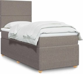 vidaXL Κρεβάτι Boxspring με Στρώμα Taupe 90x200 εκ. Υφασμάτινο