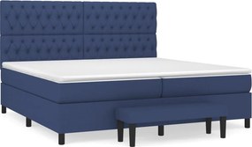 vidaXL Κρεβάτι Boxspring με Στρώμα Μπλε 200x200 εκ. Υφασμάτινο