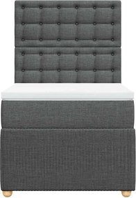 vidaXL Κρεβάτι Boxspring με Στρώμα Σκούρο Γκρι 100x200 εκ. Υφασμάτινο