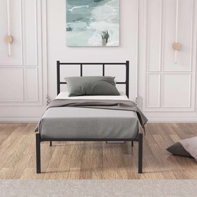 Μονό Κρεβάτι Μαύρο CLURU 90x200x85
