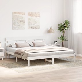 vidaXL Κρεβάτι με Κεφαλάρι Λευκό 180x200 εκ Μασίφ Ξύλο Πεύκου