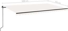 vidaXL Τέντα Συρόμενη Χειροκίνητη Κρεμ 500x350 εκ.