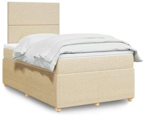 vidaXL Κρεβάτι Boxspring με Στρώμα Κρεμ 120x190 εκ. Υφασμάτινο