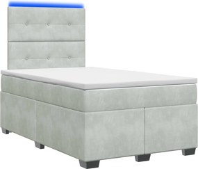 vidaXL Κρεβάτι box spring με στρώμα Ανοιχτό γκρι 120 x 200 cm Βελούδο