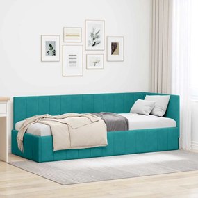 vidaXL Κρεβάτι Γωνίας με κεφαλάρι Τιρκουάζ 80 x 200 cm Βελούδο
